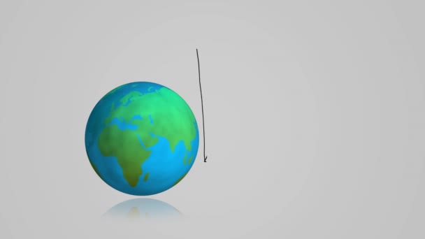 Animering Världen Spinning Och Handritade Statistik Grå Bakgrund Globalt Databehandlings — Stockvideo