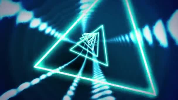 Animáció Izzó Háromszögek Forgó Alagút Izzó Fények Fény Mozgás Koncepció — Stock videók