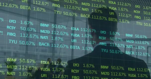 Animación Del Procesamiento Datos Financieros Sobre Personas Negocios Concepto Global — Vídeos de Stock