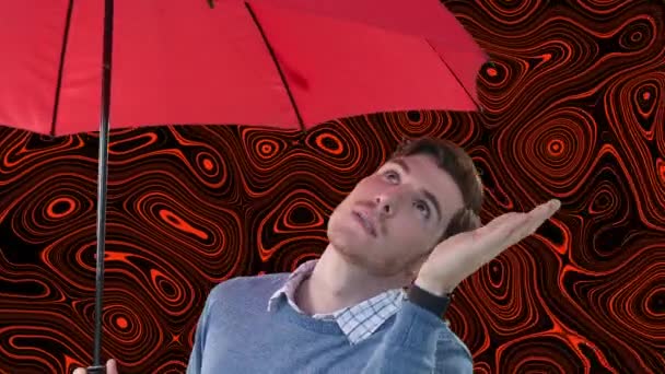 Animação Empresário Com Guarda Chuva Vermelho Sobre Fundo Líquido Vermelho — Vídeo de Stock