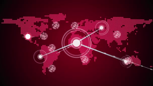 Animación Mapa Del Mundo Con Redes Conexiones Conexiones Globales Interfaz — Vídeo de stock