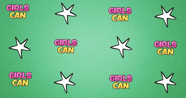 Samenstelling Van Tekst Meisje Macht Groene Achtergrond Girl Power Positieve — Stockfoto