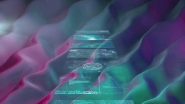 Sıvı arkaplan üzerindeki bağlantı ağının animasyonu. veri işleme, renk ve hareket kavramı dijital olarak oluşturulmuş video.