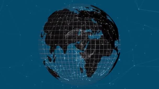 Bağlantılar Ağıyla Birlikte Dünyanın Animasyonu Küresel Bağlantılar Veri Işleme Kavramı — Stok video