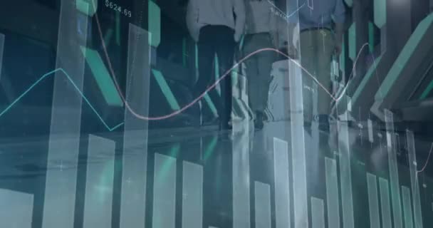 Animación Del Procesamiento Datos Financieros Sobre Personas Negocios Concepto Global — Vídeo de stock