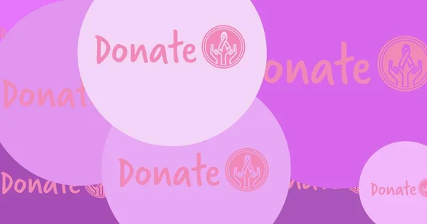 로고를 합성하고 핑크와 보라색 배경에 유방암 캠페인은 디지털로 만들어 이미지 — 스톡 사진