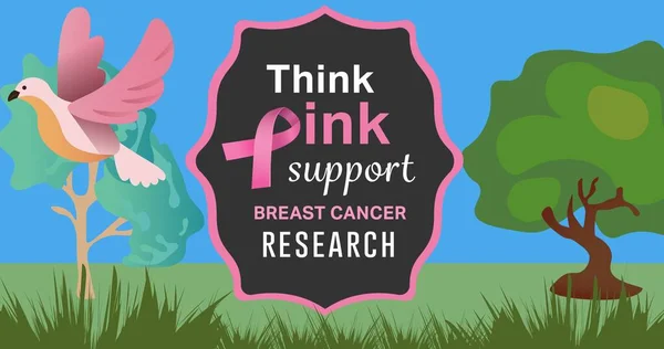 Zusammensetzung Der Rosafarbenen Schleife Anker Logo Und Brustkrebs Text Auf — Stockfoto