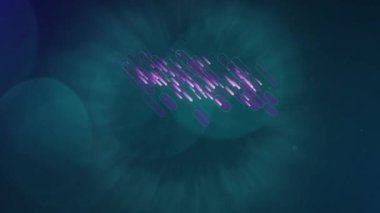 Mavi spot ışıklarının animasyonu, kar yağması ve mavi arka planda mor ışık izleri. renk, model ve hareket konsepti dijital olarak oluşturulmuş video.