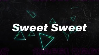 Titreyen satırlar üzerinde beyaz harflerle tekrarlanan tatlı metin animasyonu. Sosyal medya, iletişim ve bağlantı konsepti dijital olarak oluşturulmuş video.