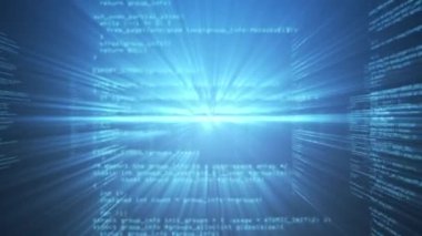 Mavi arkaplan ile veri işleme ile birden fazla ekranın dijital animasyonu. bilgisayar arayüzü ve teknoloji kavramı