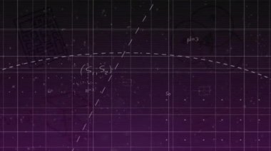 Karanlık arka planda matematiksel çizimler ve formüllerin animasyonu. eğitim ve öğrenme kavramı dijital olarak oluşturulmuş video.