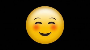 Siyah arka planda gülümseyen mutlu simge animasyonu. küresel sosyal medya ve iletişim konsepti dijital olarak oluşturulmuş video.