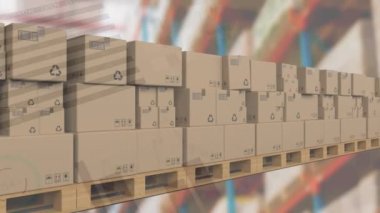 Taşıyıcı banttaki çoklu dağıtım kutularıyla istatistiksel veri işleme. lojistik ve ulaşım sektörü kavramı