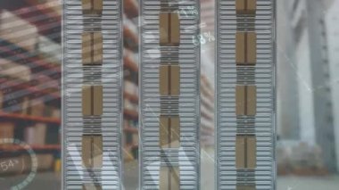 İstatistiksel veri işleme, taşıma bandındaki çoklu dağıtım kutularının genel görüntüsüyle karşılaştırılıyor. lojistik ve ulaşım sektörü kavramı