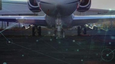 Uçak üzerinden bağlantı ağının animasyonu. küresel seyahat ve bağlantılar konsepti dijital olarak oluşturulmuş video.