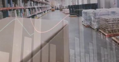 Arka plandaki depoya karşı istatistiksel veri işlemenin dijital bileşimi. lojistik ve ulaşım sektörü kavramı