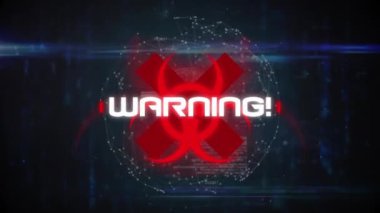 Veri işleme ve küresel üzerinde covid 19 uyarı metni animasyonu. küresel covid 19 salgın konsepti dijital olarak oluşturulmuş video.