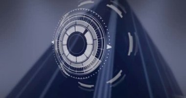 Manzara üzerinde veri işleme ve tarama animasyonları. küresel bağlantılar, dijital arayüz ve teknoloji konsepti dijital olarak oluşturulmuş video.