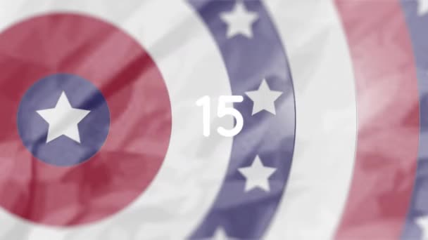 Animación Números Creciendo Sobre Estrellas Bandera Americana Coloreadas Círculos Redes — Vídeos de Stock