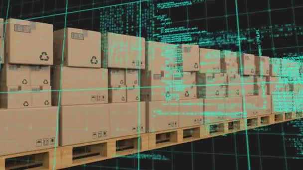 Pemrosesan Data Melalui Jaringan Grid Terhadap Kotak Pengiriman Ganda Pada — Stok Video