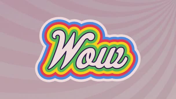 Animation Texte Wow Lettres Colorées Sur Fond Rose Concept Médias — Video