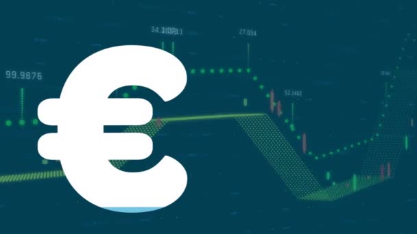 Animación Del Euro Sobre Procesamiento Datos Financieros Concepto Global Finanzas — Vídeos de Stock