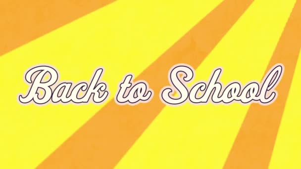 Animation Back School Text White Letters Yellow Background Education Learning — Stock Video