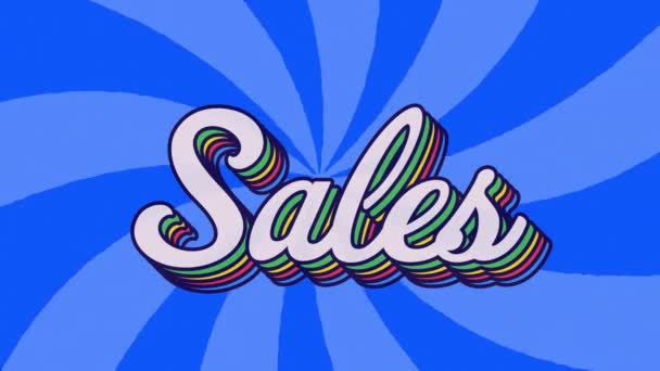 Animation Sales Text White Letters Blue Background Sales Retail Savings — Stock Video