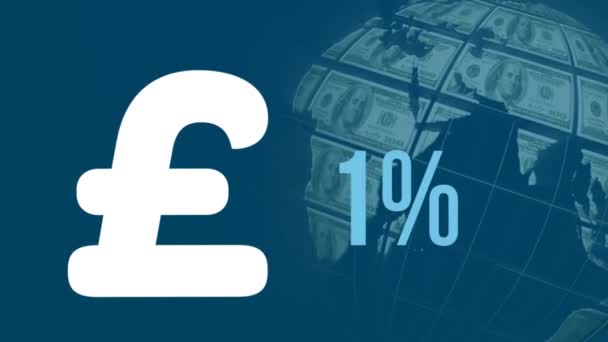 Animação Sinal Libra Britânica Percentual Enchimento Sobre Processamento Dados Financeiros — Vídeo de Stock