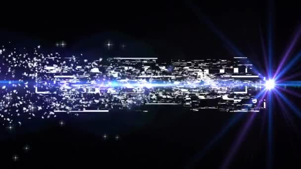 在蓝色的灯光下 在黑色的背景上 用雪片和蓝色的灯光传达着感谢你的文字 电子游戏 娱乐和数字界面概念数字生成的视频 — 图库视频影像