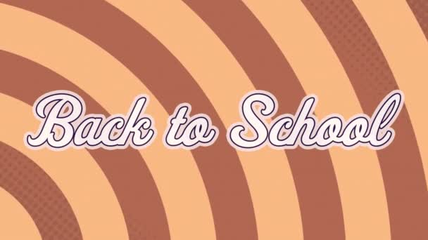 Animatie Van Terug Naar School Tekst Witte Letters Rode Achtergrond — Stockvideo