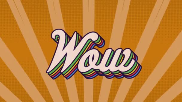 Turuncu Arkaplanda Renkli Harflerle Wow Metninin Animasyonu Sosyal Medya Iletişim — Stok video
