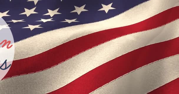 Состав Участников Праздничного Мероприятия Текст Дню Ветеранов Над Американским Флагом — стоковое видео