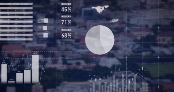 Animace Zpracování Finančních Údajů Celé Krajině Globální Obchod Připojení Digitální — Stock video