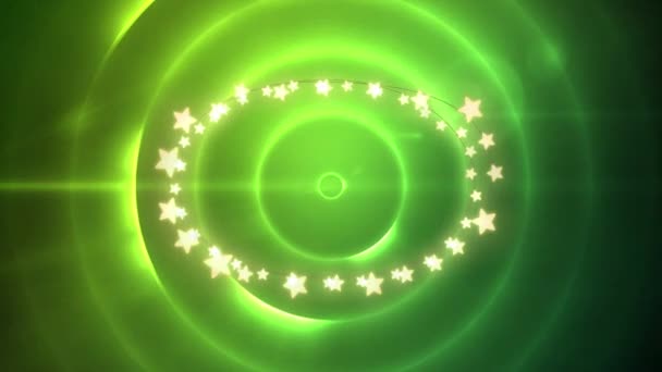 緑の円の上にコピースペースとクリスマスの装飾妖精の光のアニメーション クリスマス お祝いのコンセプトをデジタルで — ストック動画