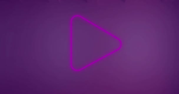 Animação Neon Play Ícone Sobre Fundo Roxo Redes Sociais Conexões — Vídeo de Stock