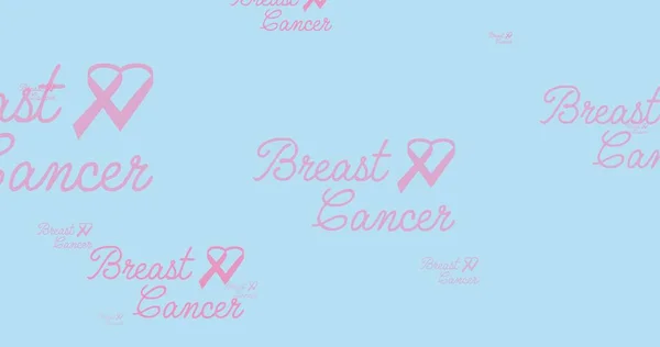 분홍색 복수의 유방암 텍스트를 파란색 배경으로 유방암 캠페인은 디지털로 만들어 — 스톡 사진