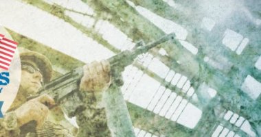 Gaziler Günü 'nün kompozisyonu. Üzerinde Amerikan bayrakları olan bir teşekkür mesajı.. 