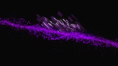 Siyah arkaplanda parlak mor ağların ve mor ışık izlerinin animasyonu. renk, model ve hareket konsepti dijital olarak oluşturulmuş video.