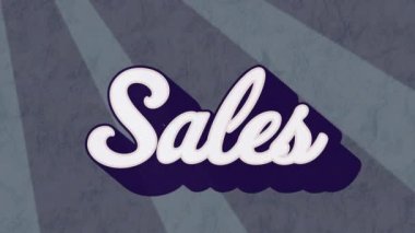 Gri arka planda beyaz harflerle satış metninin animasyonu. satış, perakende ve tasarruf konsepti dijital olarak oluşturulmuş video.