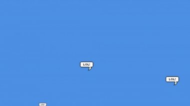 Mavi arkaplanda lol metin simgelerinin canlandırması. küresel sosyal medya ve iletişim konsepti dijital olarak oluşturulmuş video.