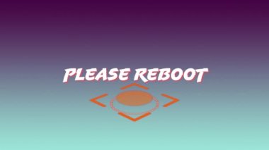 Mezun olmuş mavi arkaplan üzerinde dönen turuncu dürbünle beyaz metnin canlandırması lütfen yeniden başlat. 