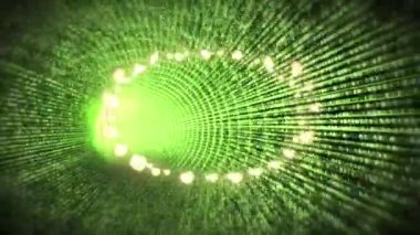 Yeşil parlayan tünelin üzerinde fotokopi alanı olan noel süsleme perisi ışıkları animasyonu. Noel, gelenek ve kutlama konsepti dijital olarak oluşturuldu.