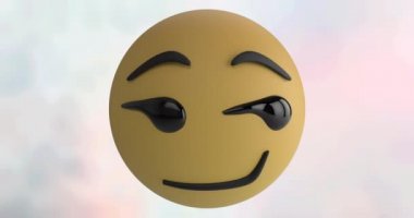 Pembeden mavi arka plana kızgın emoji ikonu animasyonu. küresel sosyal medya ve iletişim konsepti dijital olarak oluşturulmuş video.