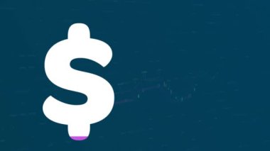 Finansal veri işleme üzerine dolar işareti animasyonu. küresel finans, iş ve dijital arayüz kavramı dijital olarak oluşturulmuş video.