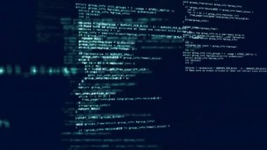 Karanlık arka planda dijital veri işleme animasyonu. eğitim ve öğrenme kavramı dijital olarak oluşturulmuş video.