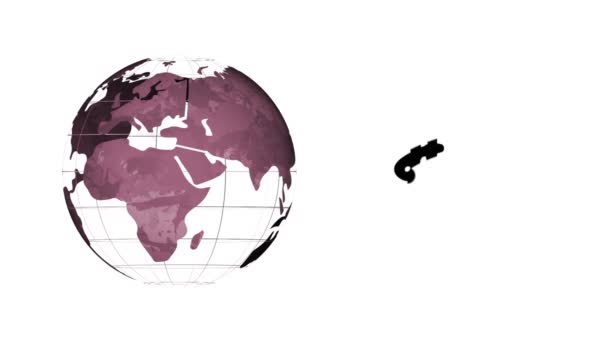 Animación Digital Del Icono Del Globo Girando Símbolo Del Dólar — Vídeo de stock