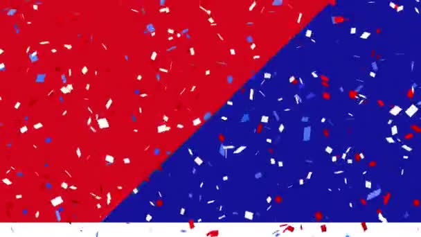 Animation Confettis Rouges Blancs Bleus Motifs Étoiles Rayures Éléments Drapeau — Video