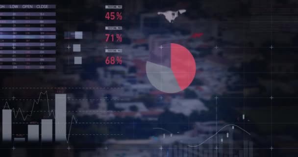 Animação Processamento Dados Sobre Paisagem Conexões Globais Interface Digital Conceito — Vídeo de Stock