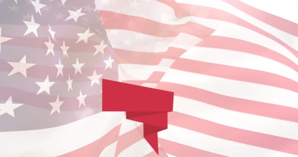 Sammansättning Röda Stjärnor Och Fana Med Frihetsstaty Över Amerikansk Flagga — Stockvideo